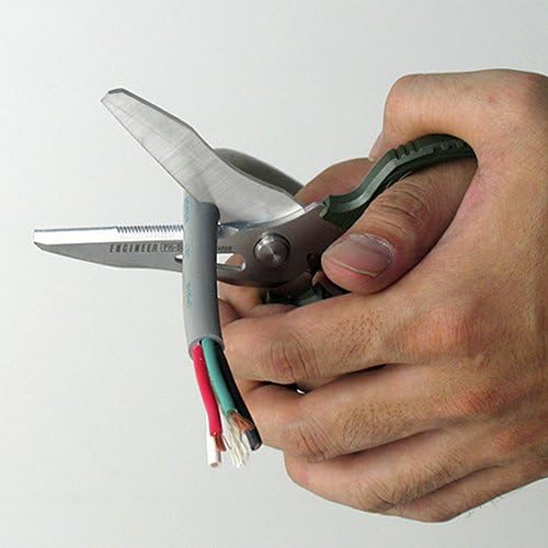 ENGINEER PH-55 Multi-Function 160mm Scissors for Electricians, 4-in-1 Combi Blade – Cuts Carpet, Leather, Wire, Rope & More, Japan