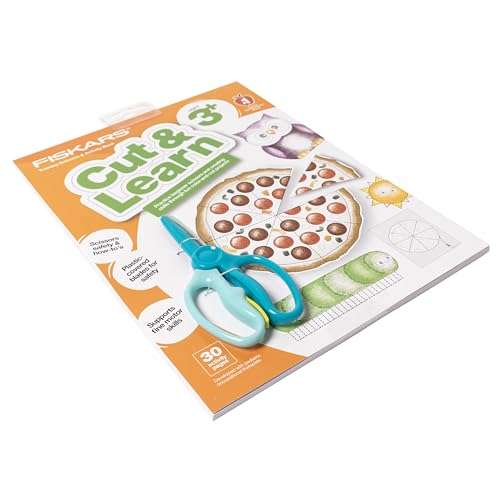 Fiskars Cut & Learn Kids Activity Book and Training Scissors - Gifts for Kids - Ages 3+