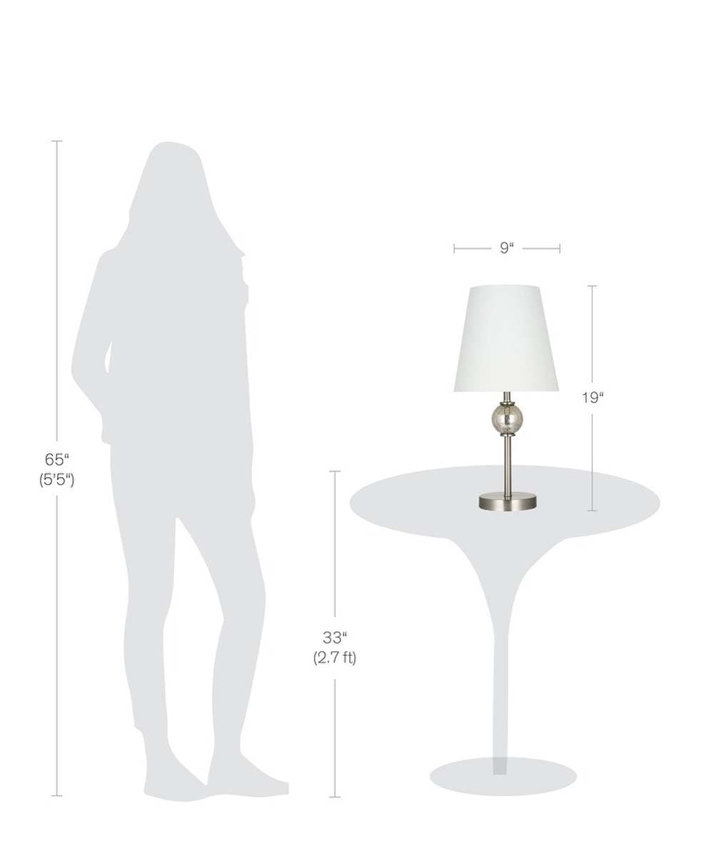 Catalina Modern Classic 3-Piece Floor and Table Lamp Combo Set, Brushed Nickel Metal Finish w/Glass Font