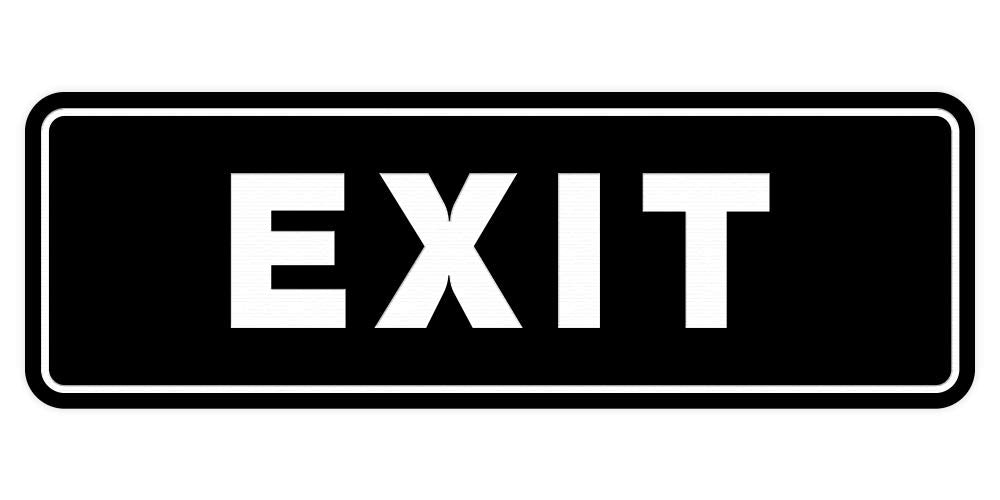 All Quality Standard Exit Wall or Door Sign | Durable Plastic and Easy Installation | Double-Sided Foam Adhesive Tape - Black - Small (1 Pack)