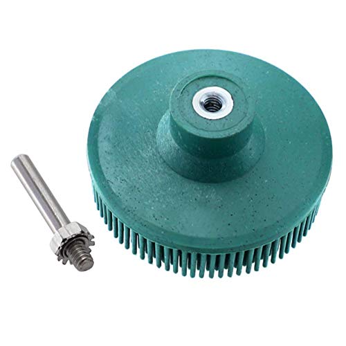 50 Grit 2" Green Bristle Discs (4PCS) with 1/4" Shank – Abrasive Rubber Brush for Coating Removal & Surface Sanding