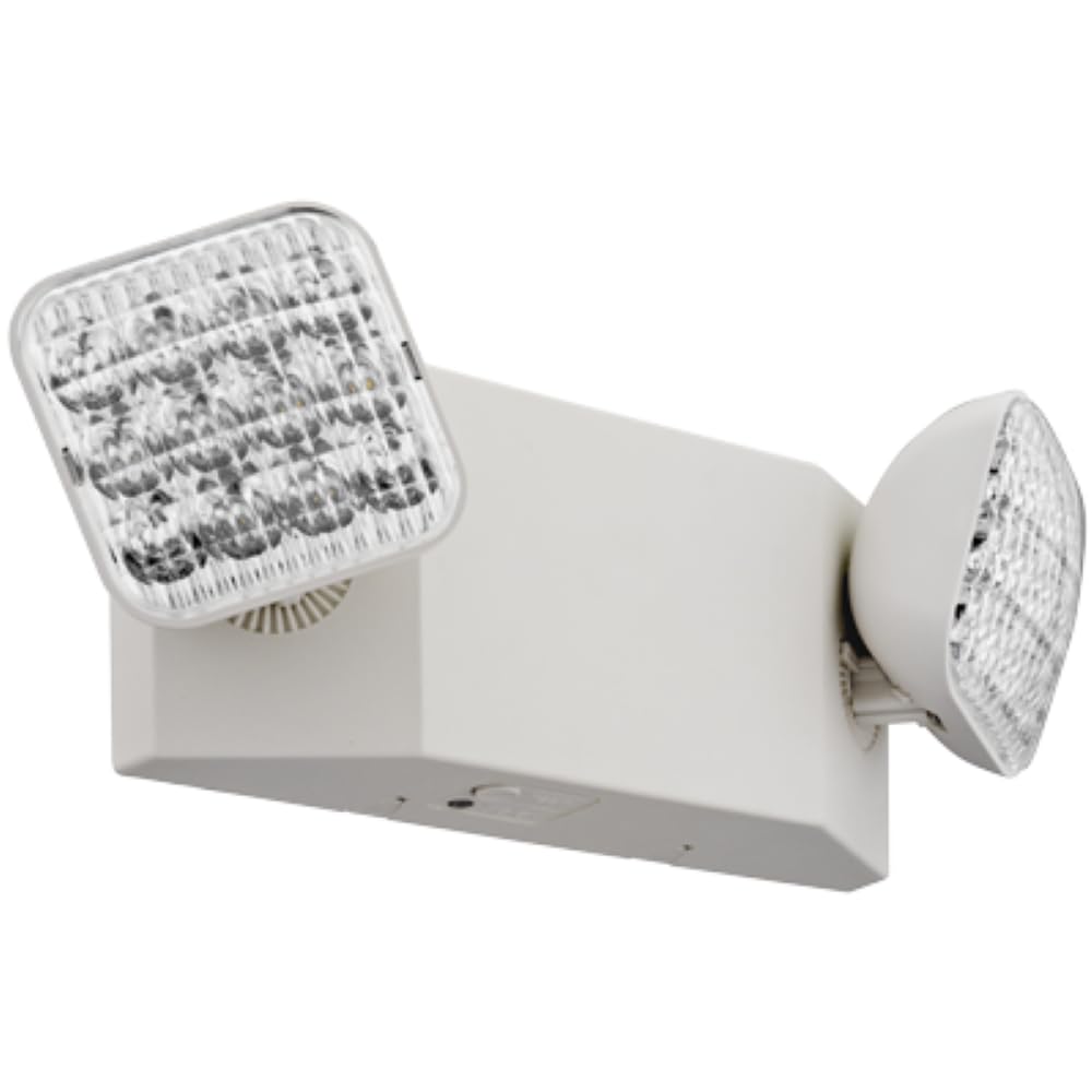 Lithonia Lighting Basics LED Emergency Light, Dual Adjustable Heads, Wall Mount, Damp Rated, 90-Min Backup, 120/277V, White