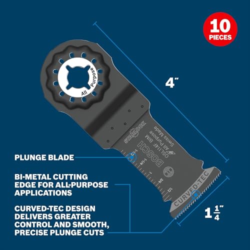 BOSCH Starlock OSL114F-3 Oscillating Blades 1-1/4 Inch Bi-Metal Plunge Cut - Swiss Precision, 3D Fit Interface, Compatible with OIS Tools - 10-Pack