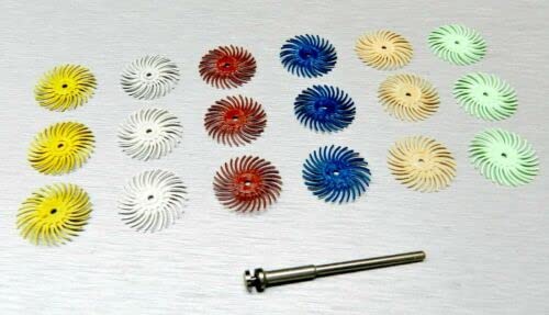 3m Radial Bristle Disc 3/4" Diameter Brush Assortment 19 PCS Set 6 Different Grits and Mandrel by JTS Made in USA