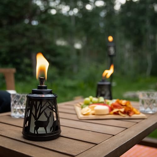 Tiki Woodsy Table Torch 2-Pack, Patio, Table Torch, Backyard, and Lawn, Cabin Décor, Up North, Outdoor Table, Bronze