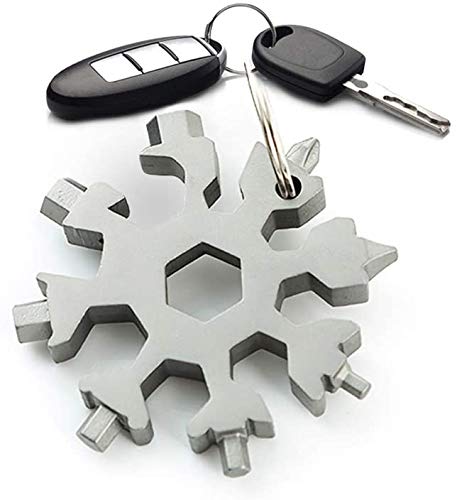 Desuccus 18-in-1 Snowflake Multi Tool, Stainless Steel Screwdriver, Wrench & Bottle Opener, Compact Stocking Stuffer for Men