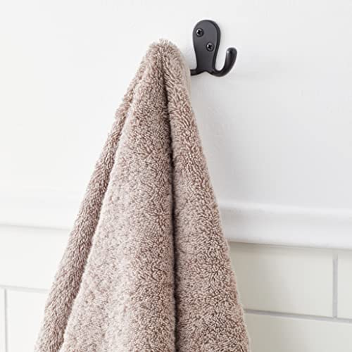 Amazon Basics Curved Zinc Robe Hook - Flat Black, 5-Pack