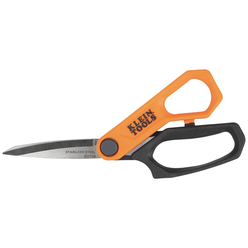Klein Tools B2109 Heavy Duty Scissors, Multipurpose Utility Shears for Cutting Fabric, Cardboard, Plastic, Metal and More, Stainless Steel, 9-Inch