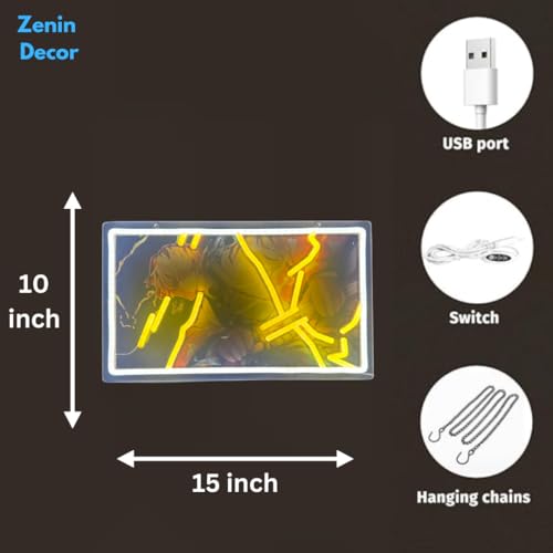 Zenin Decor | LED Slayer Of Demons Wall Art - Zenetsu - Handmade - Decorations - Japanese Display Backgrounds - Peripherals, Dorm Bedroom, Game Room