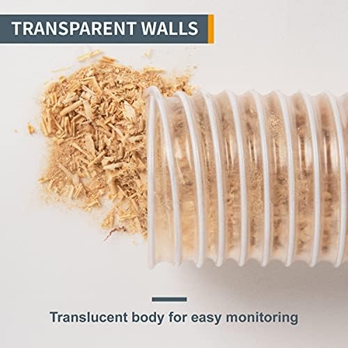 POWERTEC 4" x 20' Dust Collection Hose for Table Saw, Band Saw, Planer & Jointer – Woodworking Dust Collector System 70143