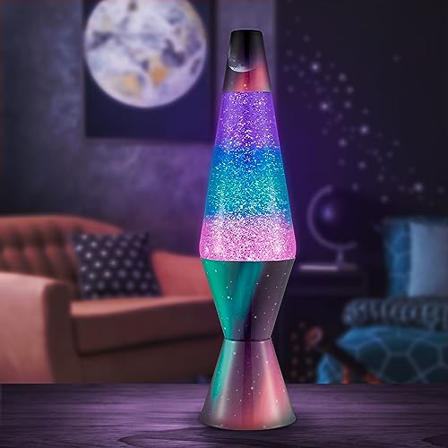 Lava® Lamp - 14.5" Polar Glimmer - The Original Motion Light - Silver Glitter, Multicolor Base and Globe - Item #2048 (Amazon Exclusive)