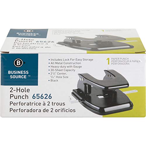 Business Source Heavy-Duty Hole Punch (65626), Black, Small (1-24)