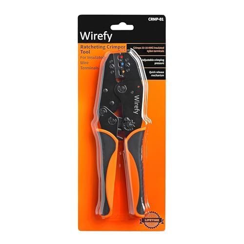 Wirefy Ratcheting Wire Crimping Tool for Insulated Connectors 22-10 AWG | Electrical Crimp Pliers for Robust Terminal Connections