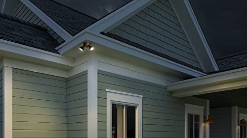 Lithonia Lighting HomeGuard 2-Light LED Outdoor Flood Light, Wall/Ceiling Mount, 4000K Cool White, Round Heads, Dark Bronze