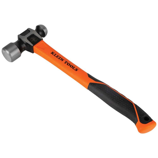 Klein Tools H80332 Ball-Peen Hammer, 32-Ounce Head, Fiberglass Non-Slip Shock Absorbing Grip Handle with Tether Hole, 15-Inch