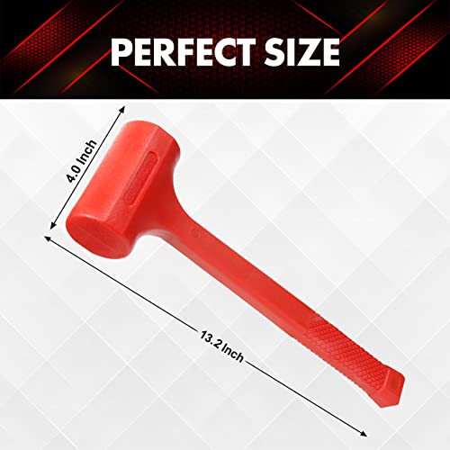 YIYITOOLS 1LB Dead Blow Hammer- Red, Mallet | Machinist Tools | Unibody Molded | Checkered Grip | Spark and Rebound Resistant
