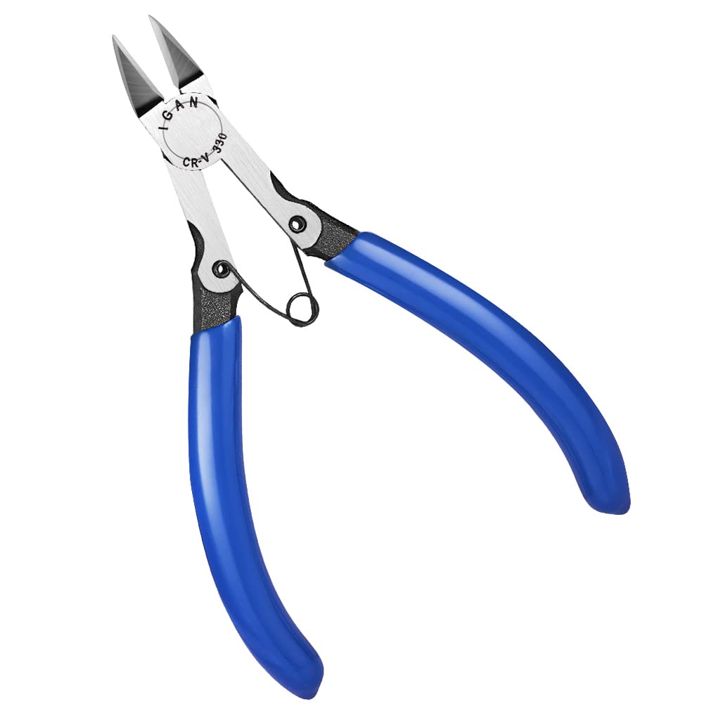 IGAN-330 Flush Cutters, Precision Wire Cutter Pliers, Diagonal Side Snips & Small Wire Nippers for Electronics, Sprue & Fine Cutting