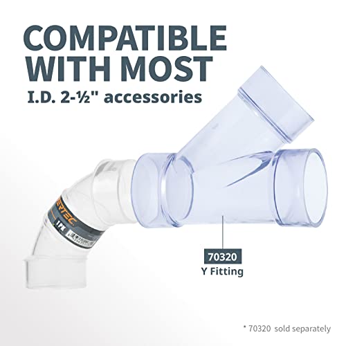 POWERTEC 70336V 2-1/2" OD 90 Degree Elbow - ABS Plastic Dust Collector Connector (Clear)