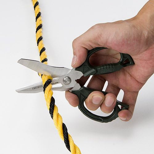 ENGINEER PH-55 Multi-Function 160mm Scissors for Electricians, 4-in-1 Combi Blade – Cuts Carpet, Leather, Wire, Rope & More, Japan
