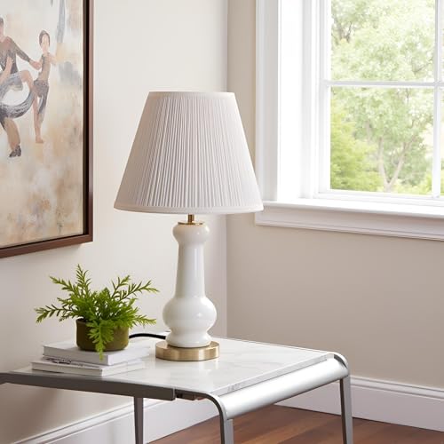 Aspen Creative 33055, Hardback Empire Transitional Spider Lamp Shade, Mushroom Pleated Pleated White, 7" Top x 13" Bottom x 10" Slant