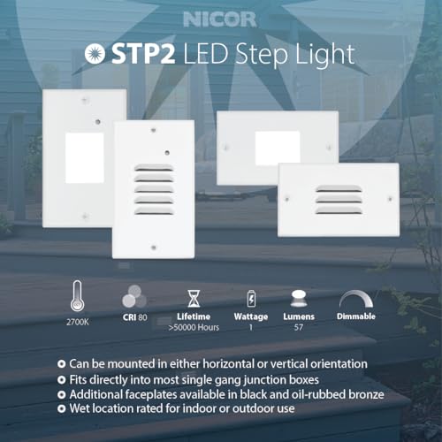 STP2 Louvered White LED Step Light with Photocell (STP2L120WHPC)