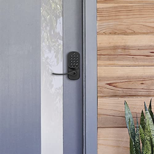 Yale Assure Lever Entry Door Handle with Wi-Fi Connected Physical Keypad, Black Suede Smart Door Lock with Handle, Back-Up Key, ‎YRL216-WF1-BSP