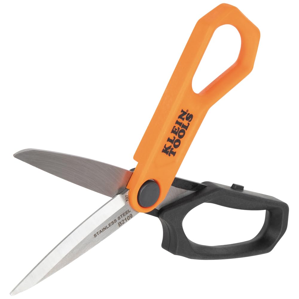 Klein Tools B2109 Heavy Duty Scissors, Multipurpose Utility Shears for Cutting Fabric, Cardboard, Plastic, Metal and More, Stainless Steel, 9-Inch