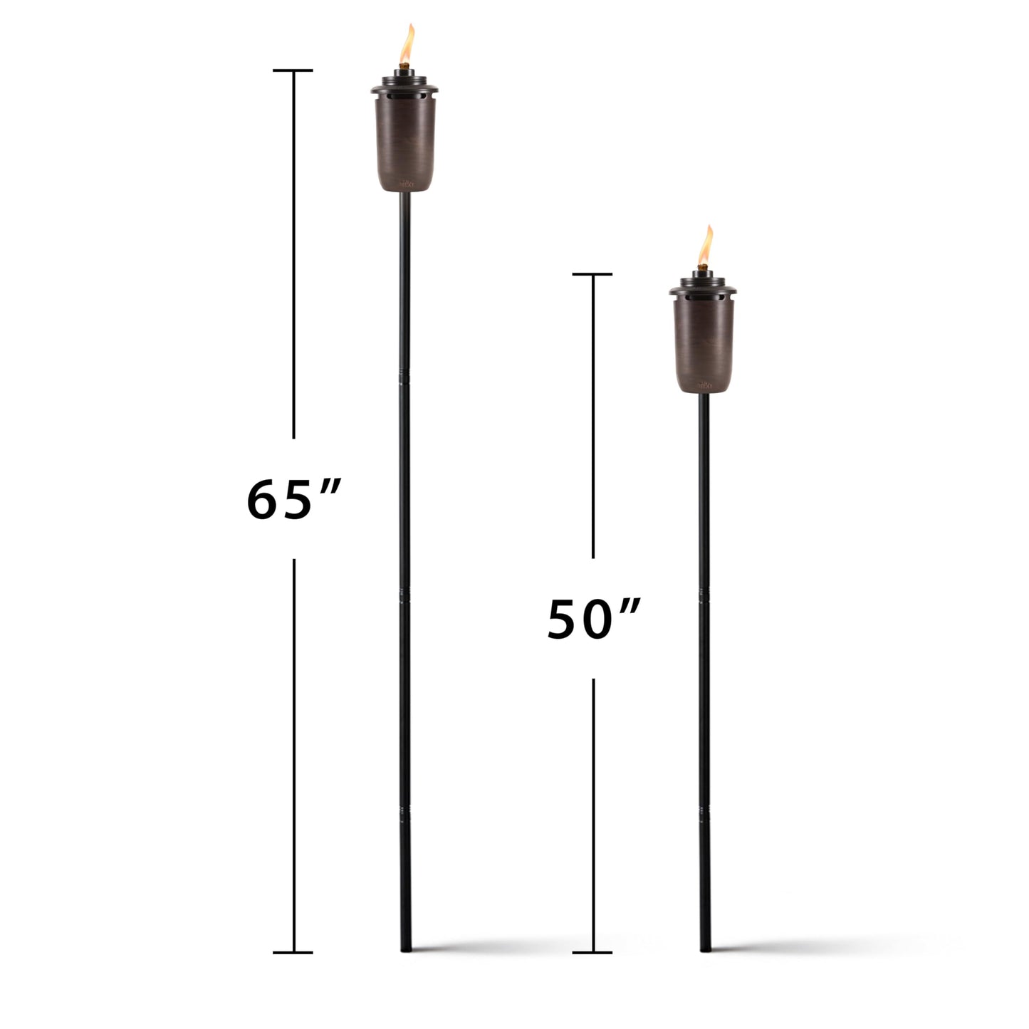 TIKI 2-Pack Honey Copper Outdoor Torches – Decorative Patio & Garden Torches with Long-Lasting Wicks, Snuffer, Weather-Resistant Bronze Finish