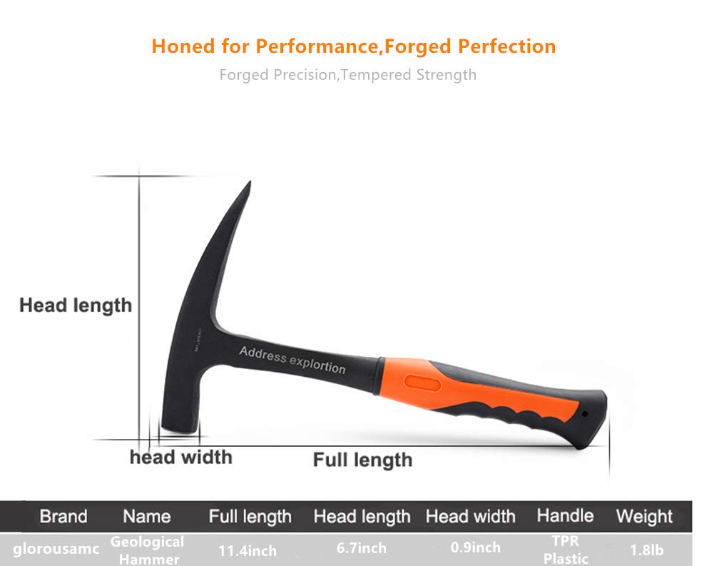 Rock Pick - 28 oz Geological Hammer with Pointed Tip-Masonry Hammer-081624