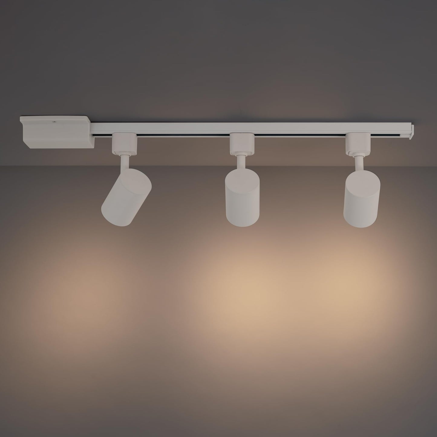 East Grove Amped 3-Light 48in LED Track Lighting Kit, 3000K Warm White, Field Cuttable, 4ft Track with Heads & End Caps, White