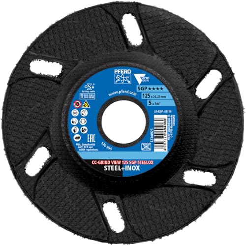 Pferd CC-Grind 5" x 7/8" SGP STEELOX VICTOGRAIN Ceramic Grinding Disc, High-Performance Abrasive, Aggressive Grinding, 10-Pack