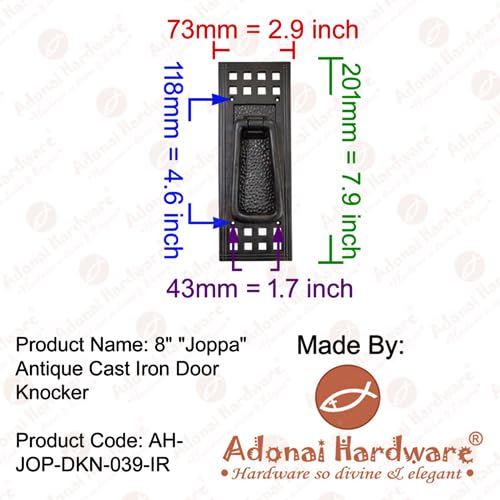 Adonai Hardware "Joppa" Antique Cast Iron Door Knocker (Antique Copper)