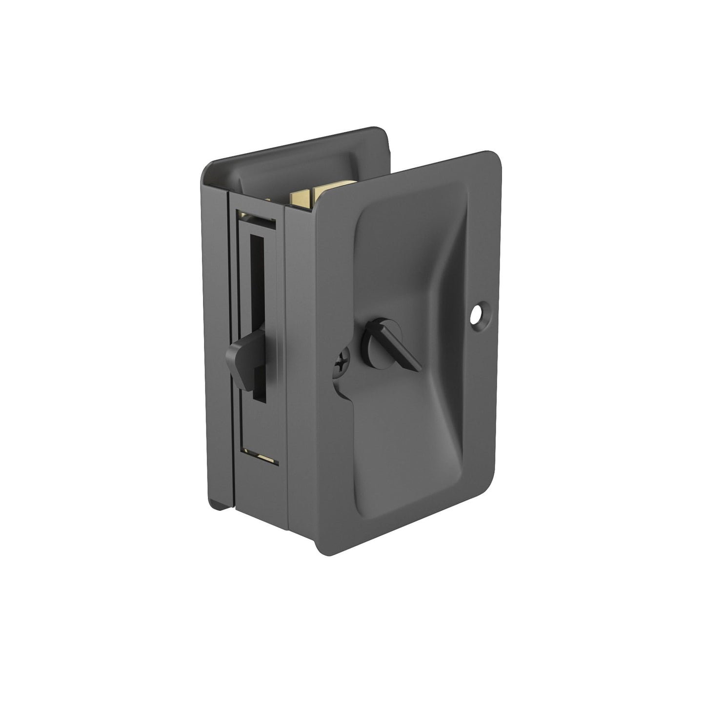 Richelieu Hardware 1701FBPSBC Onward Rectangular Pocket Door Pull with Privacy Lock, 3-1/4 in (82 mm), Black