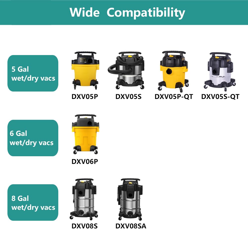 12 Pack DXVA19-4104 Disposable Filter Bags for DEWALT 5 to 8 Gallon Wet/Dry Vacuum Replace Part # For DEWALT DXVA19-4104