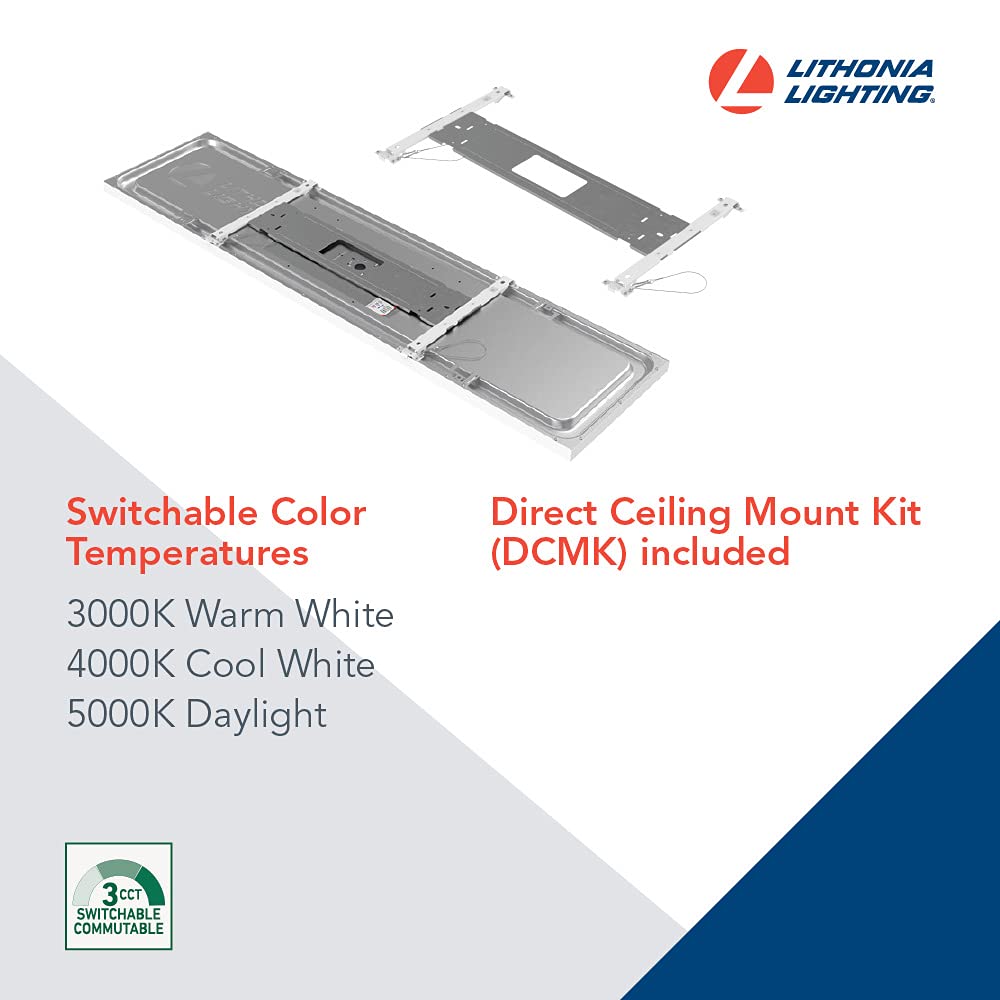 Lithonia Lighting 2x4 LED Flat Panel, 4000 Lumens, Switchable 3500K/4000K/5000K, Ceiling Mount, White