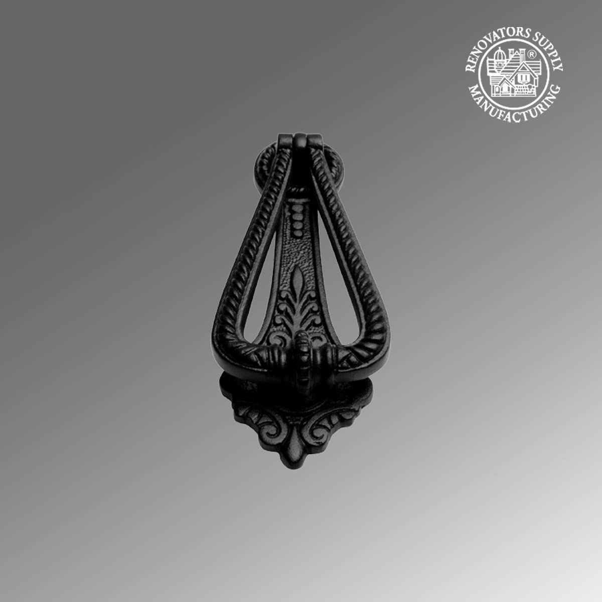 Renovators Supply Manufacturing Door Knockers for Front Door 7 in. Black Cast Iron Georgian Style Door Knocker with Mounting Hardware