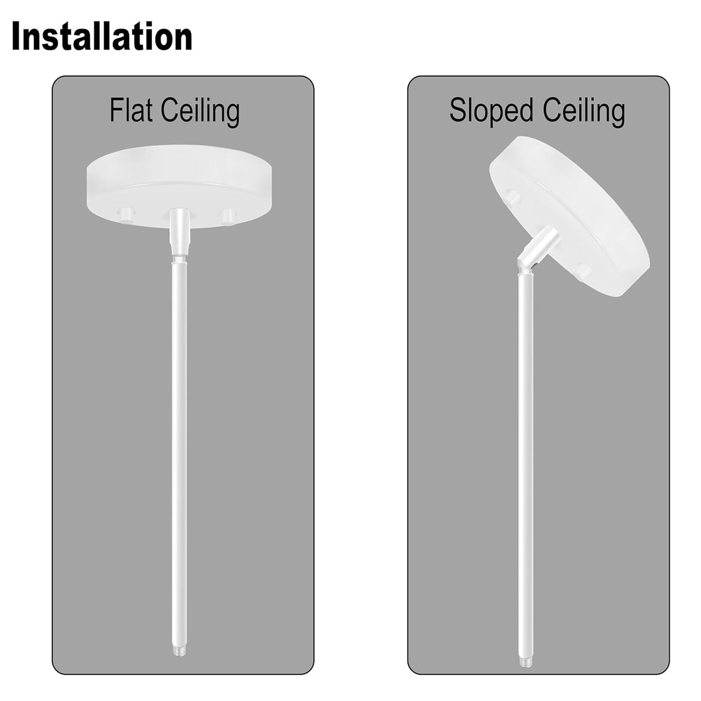 SHENGQINGTOP M10 Threaded Extension Rod with Sloped Ceiling Adapter Kits for Pendant Light, Island Lighting, Black