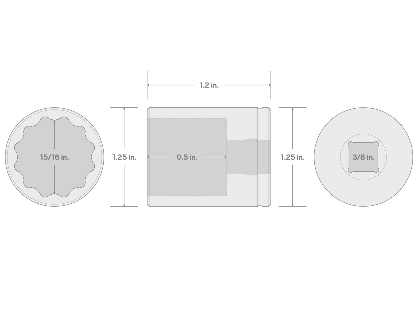 TEKTON 3/8 Inch Drive x 15/16 Inch Shallow 12-Point Socket | SHD12224