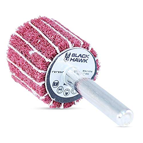 BHA Interleaf Shank Mounted Flap Wheels for Sanding and Finishing, 1” x 1” x 1/4”, Red (Medium) - 5 Pack