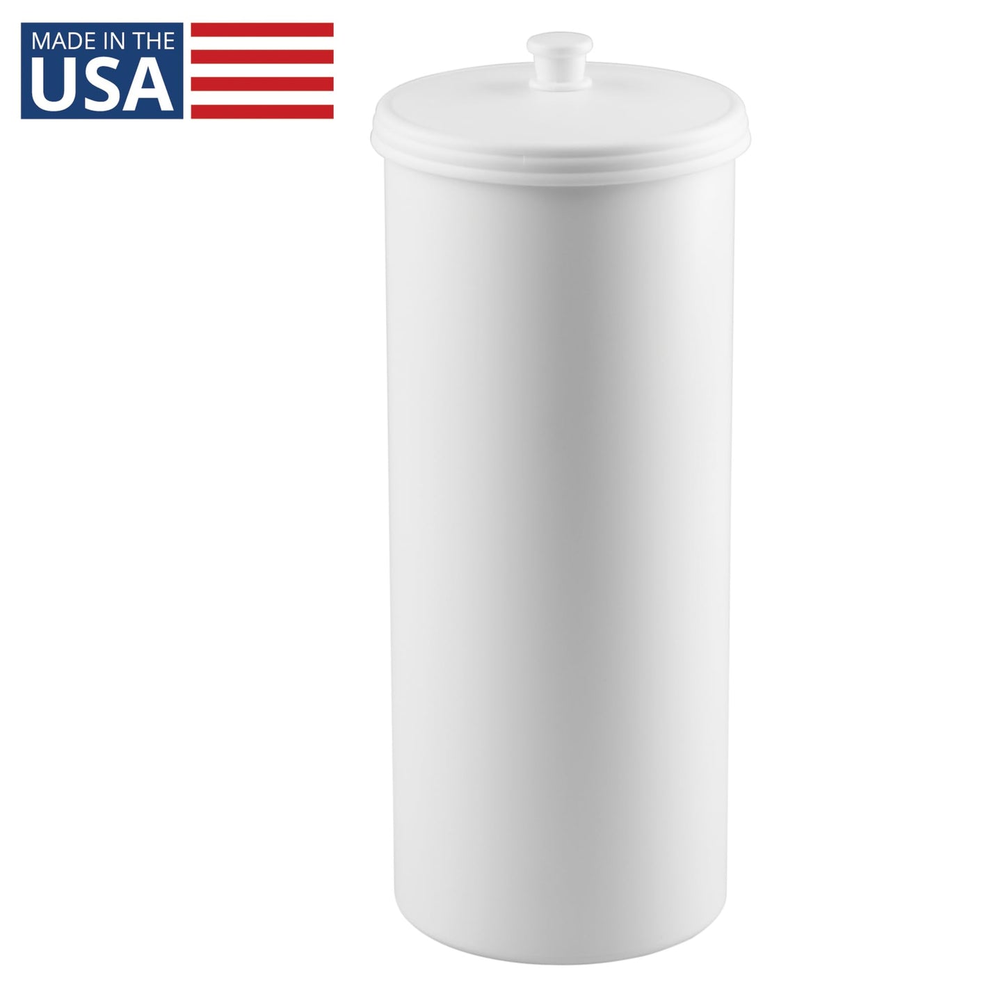 iDesign Freestanding Bathroom Toilet Paper Storage Holder with Lid for 3 Extra Rolls, White