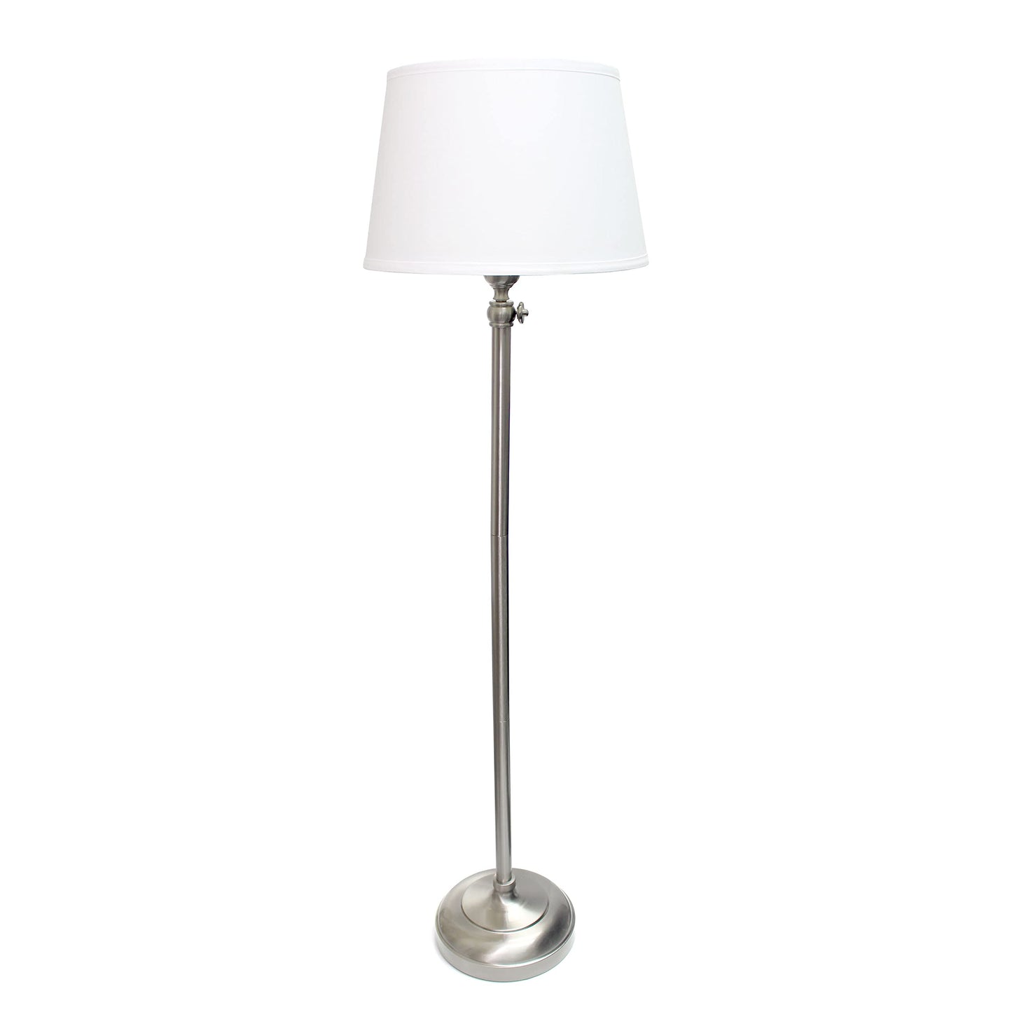 Elegant Designs LC1017-BSN Brushed Nickel Adjustable 3 Pack Lamp Set with White Fabric Shades, 1 Floor Lamp and 2 Table Lamps
