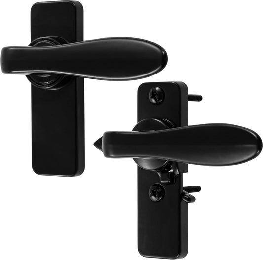 Ideal Security in-Swinging Storm Door Handle Set – for Inward-Opening Storm & Screen Doors ONLY – Surface Mount, Locking Inside Latch, Black