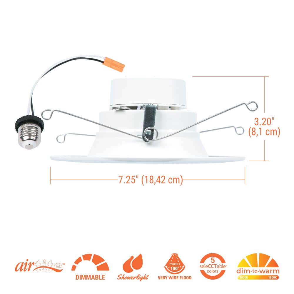 **HALO 5/6 Inch LED Recessed Light Trim, Selectable CCT 2700K–5000K, Dimmable, Wet Location Indoor/Outdoor Downlight Retrofit**