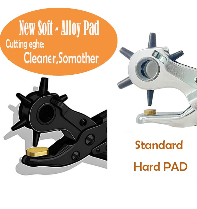 Adorox Heavy Duty Revolving Hole Punch Pliers Kit – 6 Sizes with Steel Ruler & File for Belts, Watch Straps, Shoes & DIY Crafts