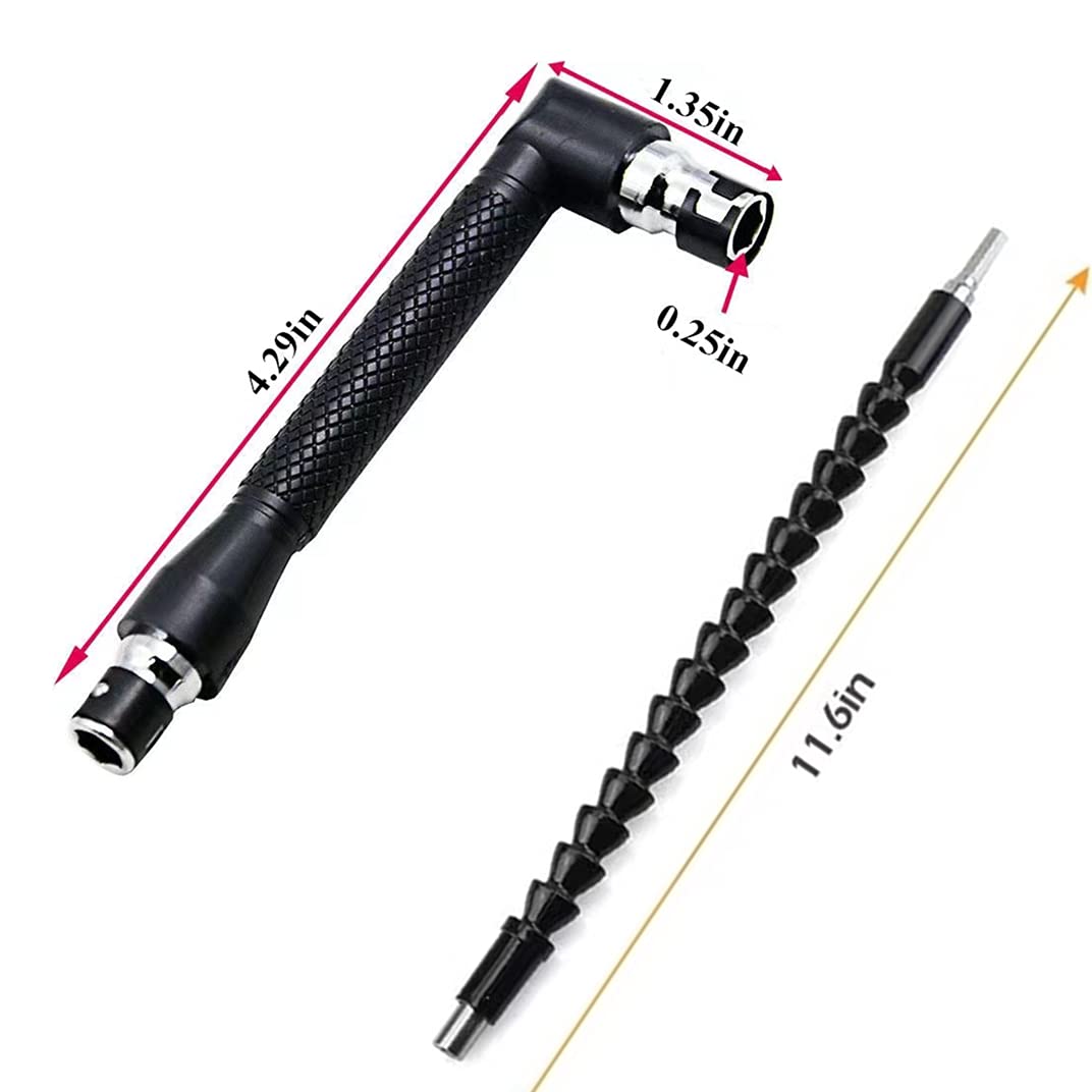 11.7in Flexible Screwdriver Bit Extension Kit - 10pc Set with 90° Angled Bits and Soft Shaft Adaptors
