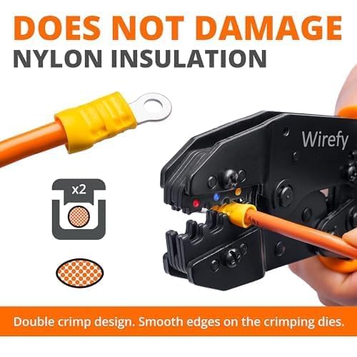 Wirefy Ratcheting Wire Crimping Tool for Insulated Connectors 22-10 AWG | Electrical Crimp Pliers for Robust Terminal Connections
