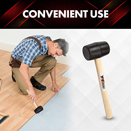 YIYITOOLS YY-2-005 Rubber Mallet Hammer With Wood Handle–8-oz, black