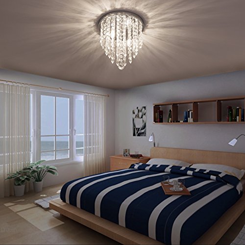 Lifeholder Mini Crystal Chandelier, 2-Light Flush Mount Ceiling Fixture, Modern Lighting for Bedroom, Hallway, Kitchen, Bathroom