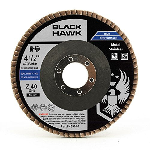 BHA Zirconia Grinding and Sanding Flap Discs T29, 4-1/2" x 7/8", 40 Grit - 10 Pack