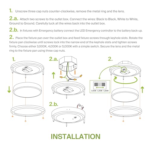ASD LED 12" Round Flush Mount Ceiling Light, 20W 1550LM, 3CCT Dimmable 3000-5000K, Low Profile Double Ring, Black